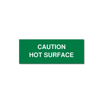 4.0x1.5" Caution Safety Label - CAUTION HOT SURFACE — 4x1.5" White on Green, Adhesive