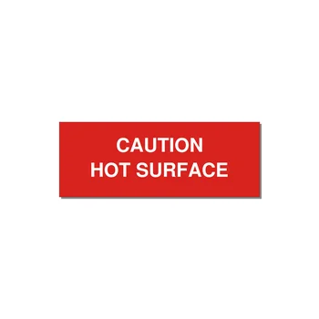 4.0x1.5" Caution Safety Label - CAUTION HOT SURFACE — 4x1.5" White on Red, Adhesive
