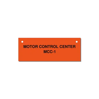 4.0x1.5" Motor Control Label - MOTOR CONTROL CENTER MCC — 4x1.5" Black on Orange, Holes