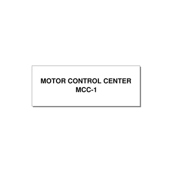 4.0x1.5" Motor Control Label - MOTOR CONTROL CENTER MCC — 4x1.5" Black on White, Adhesive