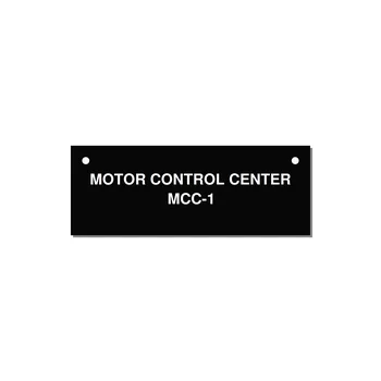 4.0x1.5" Motor Control Label - MOTOR CONTROL CENTER MCC — 4x1.5" White on Black, Holes