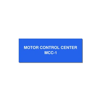 4.0x1.5" Motor Control Label - MOTOR CONTROL CENTER MCC — 4x1.5" White on Blue, Adhesive