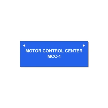 4.0x1.5" Motor Control Label - MOTOR CONTROL CENTER MCC — 4x1.5" White on Blue, Holes