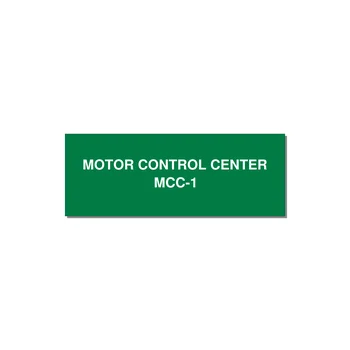 4.0x1.5" Motor Control Label - MOTOR CONTROL CENTER MCC — 4x1.5" White on Green, Adhesive