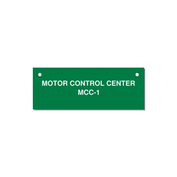 4.0x1.5" Motor Control Label - MOTOR CONTROL CENTER MCC — 4x1.5" White on Green, Holes