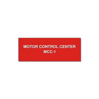 4.0x1.5" Motor Control Label - MOTOR CONTROL CENTER MCC — 4x1.5" White on Red, Adhesive