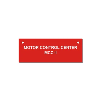 4.0x1.5" Motor Control Label - MOTOR CONTROL CENTER MCC — 4x1.5" White on Red, Holes