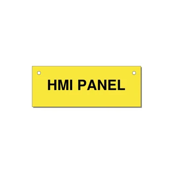 4.0x1.5" Panel Identification Label - HMI PANEL — 4x1.5" Black on Yellow, Holes