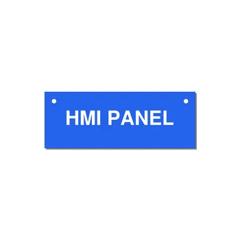 4.0x1.5" Panel Identification Label - HMI PANEL — 4x1.5" White on Blue, Holes