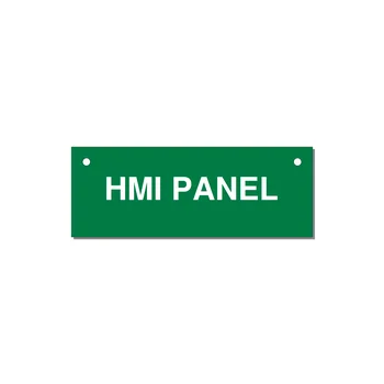4.0x1.5" Panel Identification Label - HMI PANEL — 4x1.5" White on Green, Holes