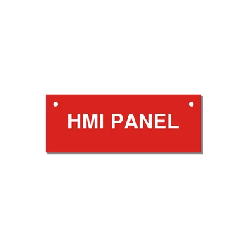 4.0x1.5" Panel Identification Label - HMI PANEL — 4x1.5" White on Red, Holes