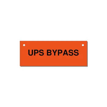 4.0x1.5" Safety Label - UPS BYPASS — 4x1.5" Black on Orange, Holes