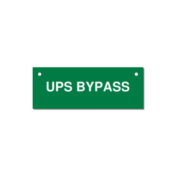 4.0x1.5" Safety Label - UPS BYPASS — 4x1.5" White on Green, Holes
