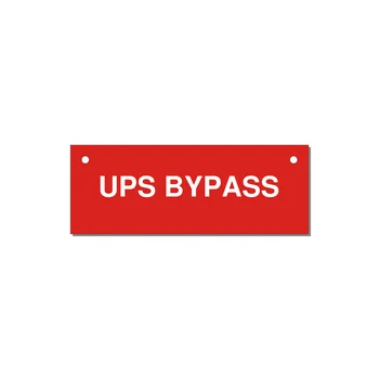 4.0x1.5" Safety Label - UPS BYPASS — 4x1.5" White on Red, Holes