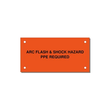 4.0x2.0" Arc Flash Safety Label - ARC FLASH & SHOCK HAZARD — 4x2" Black on Orange, Holes