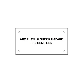 4.0x2.0" Arc Flash Safety Label - ARC FLASH & SHOCK HAZARD — 4x2" Black on White, Holes