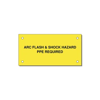 4.0x2.0" Arc Flash Safety Label - ARC FLASH & SHOCK HAZARD — 4x2" Black on Yellow, Holes
