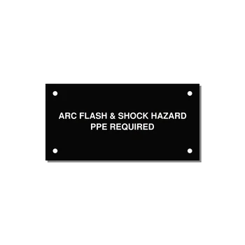 4.0x2.0" Arc Flash Safety Label - ARC FLASH & SHOCK HAZARD — 4x2" White on Black, Holes