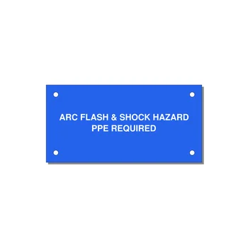 4.0x2.0" Arc Flash Safety Label - ARC FLASH & SHOCK HAZARD — 4x2" White on Blue, Holes