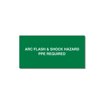 4.0x2.0" Arc Flash Safety Label - ARC FLASH & SHOCK HAZARD — 4x2" White on Green, Adhesive