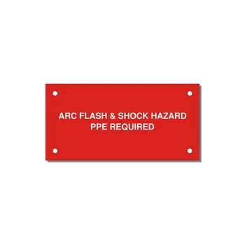 4.0x2.0" Arc Flash Safety Label - ARC FLASH & SHOCK HAZARD — 4x2" White on Red, Holes