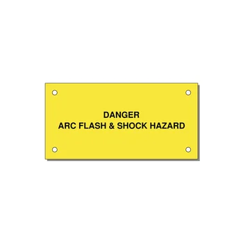4.0x2.0" Arc Flash Safety Label - DANGER ARC FLASH & SHOCK — 4x2" Black on Yellow, Holes