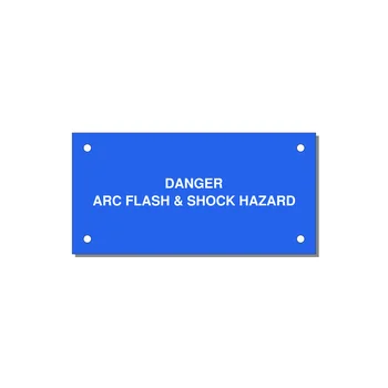4.0x2.0" Arc Flash Safety Label - DANGER ARC FLASH & SHOCK — 4x2" White on Blue, Holes
