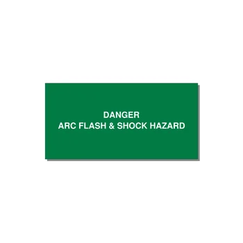 4.0x2.0" Arc Flash Safety Label - DANGER ARC FLASH & SHOCK — 4x2" White on Green, Adhesive