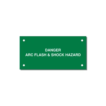 4.0x2.0" Arc Flash Safety Label - DANGER ARC FLASH & SHOCK — 4x2" White on Green, Holes