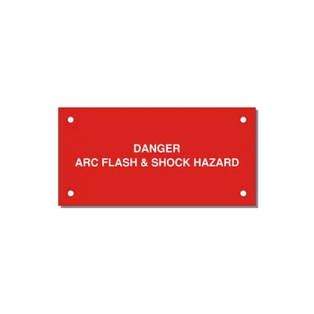 4.0x2.0" Arc Flash Safety Label - DANGER ARC FLASH & SHOCK — 4x2" White on Red, Holes