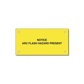 4.0x2.0" Arc Flash Safety Label - NOTICE ARC FLASH HAZARD P — 4x2" Black on Yellow, Holes
