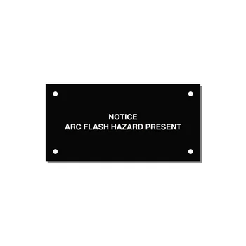4.0x2.0" Arc Flash Safety Label - NOTICE ARC FLASH HAZARD P — 4x2" White on Black, Holes