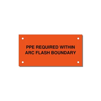 4.0x2.0" Arc Flash Safety Label - PPE REQUI — 4x2" Black on Orange, Holes