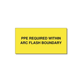 4.0x2.0" Arc Flash Safety Label - PPE REQUI — 4x2" Black on Yellow, Adhesive