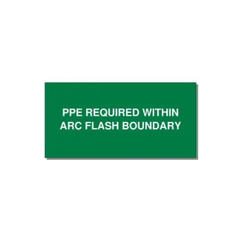 4.0x2.0" Arc Flash Safety Label - PPE REQUI — 4x2" White on Green, Adhesive