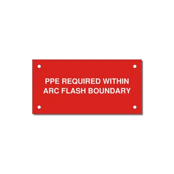 4.0x2.0" Arc Flash Safety Label - PPE REQUI — 4x2" White on Red, Holes
