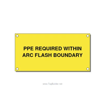 4.0x2.0" Arc Flash Safety Label - PPE REQUIRED WITHIN ARC F, Black/Yellow, Holes thumbnail