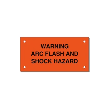 4.0x2.0" Arc Flash Safety Label - WARNING ARC FLASH AND SHO — 4x2" Black on Orange, Holes