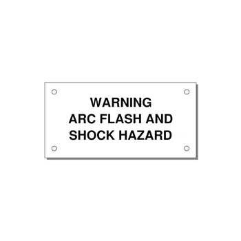 4.0x2.0" Arc Flash Safety Label - WARNING ARC FLASH AND SHO — 4x2" Black on White, Holes