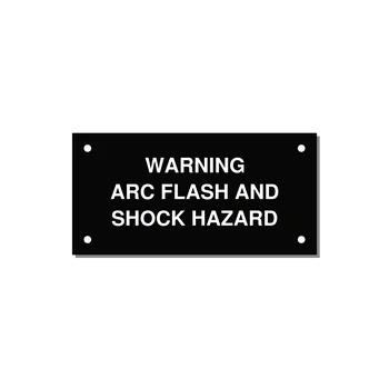 4.0x2.0" Arc Flash Safety Label - WARNING ARC FLASH AND SHO — 4x2" White on Black, Holes