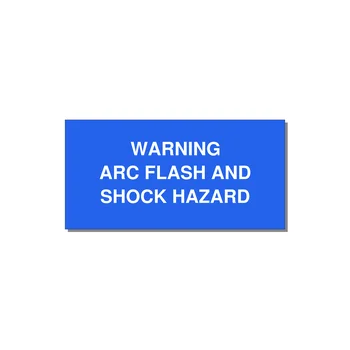 4.0x2.0" Arc Flash Safety Label - WARNING ARC FLASH AND SHO — 4x2" White on Blue, Adhesive