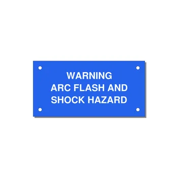 4.0x2.0" Arc Flash Safety Label - WARNING ARC FLASH AND SHO — 4x2" White on Blue, Holes