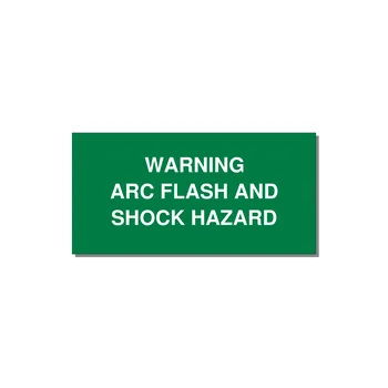 4.0x2.0" Arc Flash Safety Label - WARNING ARC FLASH AND SHO — 4x2" White on Green, Adhesive