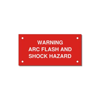 4.0x2.0" Arc Flash Safety Label - WARNING ARC FLASH AND SHO — 4x2" White on Red, Holes
