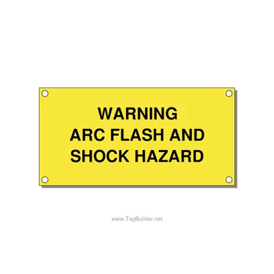 4.0x2.0" Arc Flash Safety Label - WARNING ARC FLASH AND SHO, Black/Yellow, Holes thumbnail