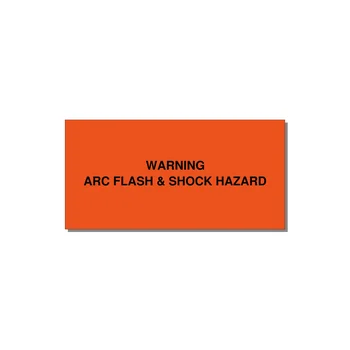 4.0x2.0" Arc Flash Safety Label - WARNING ARC FLASH & SHOCK — 4x2" Black on Orange, Adhesive