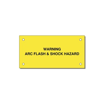 4.0x2.0" Arc Flash Safety Label - WARNING ARC FLASH & SHOCK — 4x2" Black on Yellow, Holes