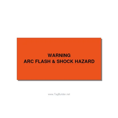 4.0x2.0" Arc Flash Safety Label - WARNING ARC FLASH & SHOCK, Black/Orange, Adhes thumbnail