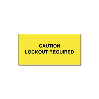 4.0x2.0" Caution Safety Label - CAUTION LOCKOUT REQUIRED — 4x2" Black on Yellow, Adhesive