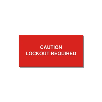 4.0x2.0" Caution Safety Label - CAUTION LOCKOUT REQUIRED — 4x2" White on Red, Adhesive